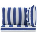 vidaXL Coussins de palette lot de 3 rayures bleues/blanches