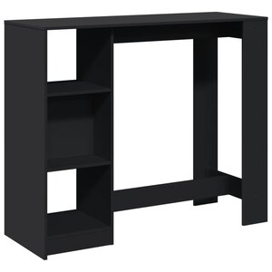 vidaXL Table de bar avec étagère noir 124x46x103 5cm bois d'ingénierie