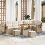 vidaXL Ensemble de canapé de jardin avec coussin 9 Pièces beige et crème