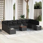 vidaXL Ensemble de canapé de jardin 11 Pièces Noir