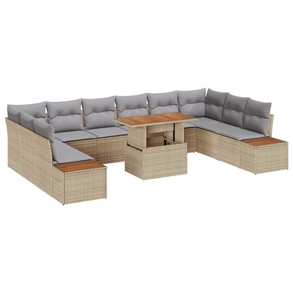 vidaXL Ensemble de salle à manger pour jardin 11 Pièces Beige  Gris