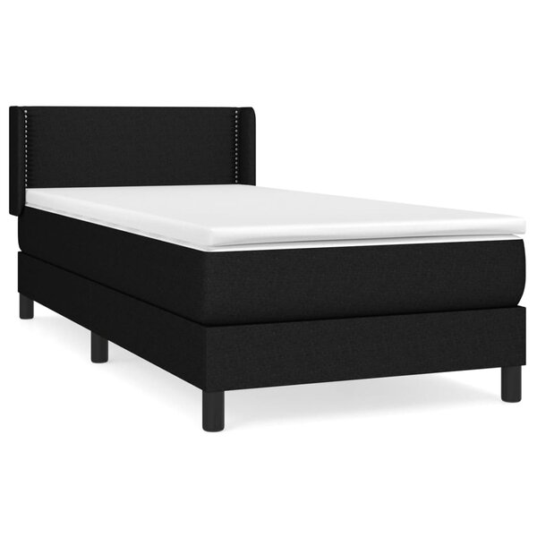 vidaXL Sommier à lattes de lit avec matelas Noir 90x190 cm Tissu