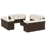 vidaXL Salon de jardin avec coussins 13 Pièces marron résine tressée