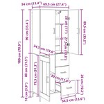 vidaXL Haut Armoire Chêne noir 69 5 x 34 x 180 cm Bois d'ingénierie