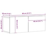 vidaXL Meuble TV mural chêne artisanal 80x30x30 cm bois d'ingénierie