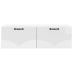 vidaXL Meuble TV mural Montage mural Blanc brillant 98 x 41 x 30 cm