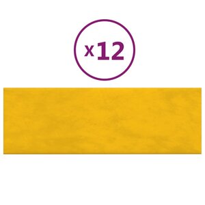 vidaXL Panneaux muraux 12 Pièces Jaune 90x30 cm Velours 3 24 m²