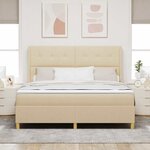 vidaXL Lit à ressorts avec bandes LED Crème 180 x 200 cm tissu