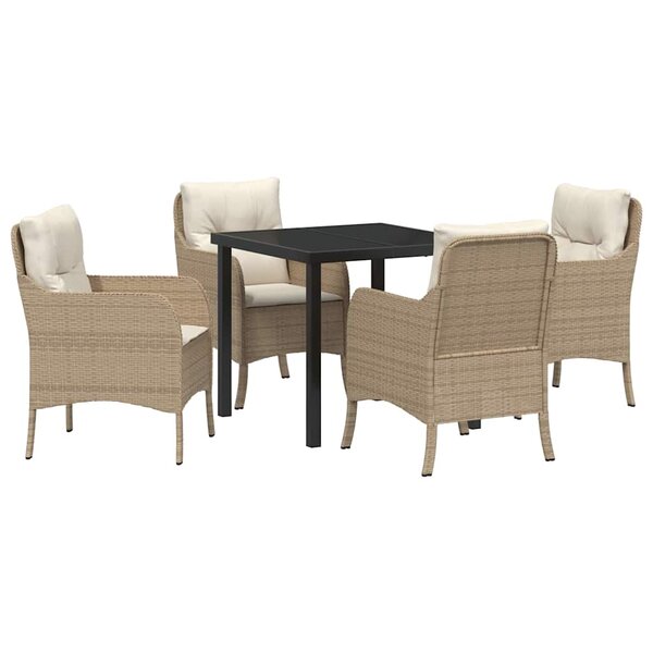 vidaXL Ensemble de salle à manger pour jardin 5 Pièces Beige polyrotin