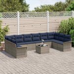 vidaXL Ensemble de canapé de jardin 11 Pièces Gris polyrotin