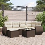 vidaXL Salon de jardin avec coussins 7 Pièces marron résine tressée