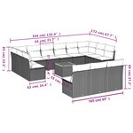 vidaXL Salon de jardin avec coussins 14 Pièces noir résine tressée