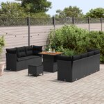 vidaXL Ensemble de canapé de jardin 10 Pièces Noir polyrotin