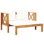 vidaXL Banc de jardin 2 places et coussins 122 cm Bois d'acacia massif