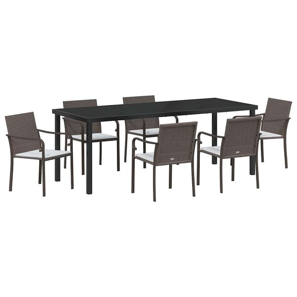vidaXL Ensemble de salle à manger pour jardin 7 Pièces Marron et Noir