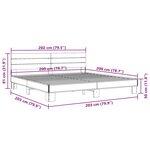 vidaXL Cadre de lit chêne marron 200x200 cm bois d'ingénierie et métal