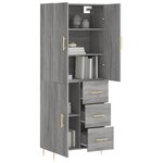 vidaXL Buffet haut Sonoma gris 69 5x34x180 cm Bois d'ingénierie