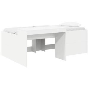 vidaXL Lit haut pour enfants avec bureau Blanc Bois d'ingénierie