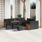 vidaXL Ensemble de canapé de jardin 13 Pièces Noir 90 x 55 x 71 cm