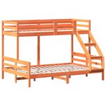 vidaXL Lit superposé 80x200/140x200 cm cire marron bois de pin massif