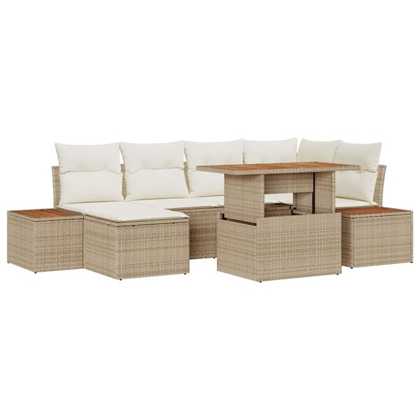 vidaXL Ensemble de salle à manger pour jardin 7 Pièces Beige  Crème
