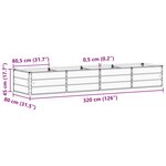 vidaXL Jardinière Ivoire 320 x 80 x 45 cm Acier