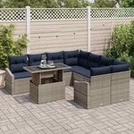 vidaXL Ensemble de canapé de jardin avec coussin 9 Pièces Gris polyrotin