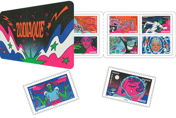 Carnet de 12 timbres - Zodiaque - Lettre verte