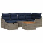 vidaXL Ensemble de canapé de jardin avec coussin 7 Pièces Gris polyrotin