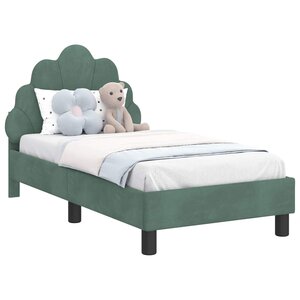 vidaXL Cadre de lit pour tout-petit avec tête de lit Vert Mer Velours