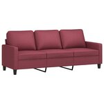 vidaXL Canapé à 3 places avec repose-pieds Rouge bordeaux 180 cm Tissu
