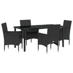 Ensemble de Salle à Manger de Jardin 5 Pièces avec Coussins en Poly Rattan Noir