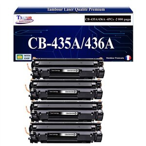 T3AZUR -4x Toners compatibles avec HP CB435A (35A) pour HP LaserJet P1005 P1006