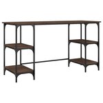 Bureau table poste de travail meuble d'ordinateur informatique étude chêne 140 x 50 x 75 cm métal et bois d'ingénierie brun 02_0023619