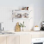 vidaXL Étagères murales 2 Pièces 75x23 5x3 cm argenté acier inoxydable