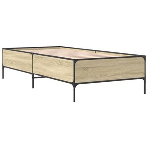 vidaXL Cadre de lit chêne sonoma 75x190 cm bois d'ingénierie et métal