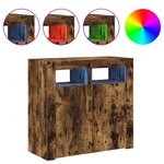 vidaXL Buffet avec lumières LED chêne fumé 80x35x75 cm
