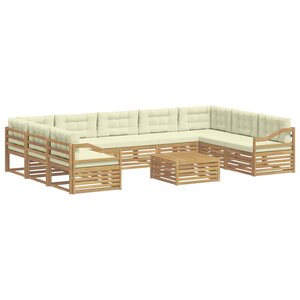 vidaXL Ensemble de canapés d'extérieur 10 pc Blanc et crème Polyester
