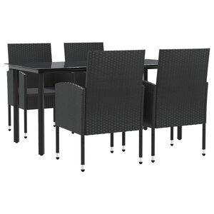 vidaXL Ensemble à manger de jardin 5 Pièces noir résine tressée et acier