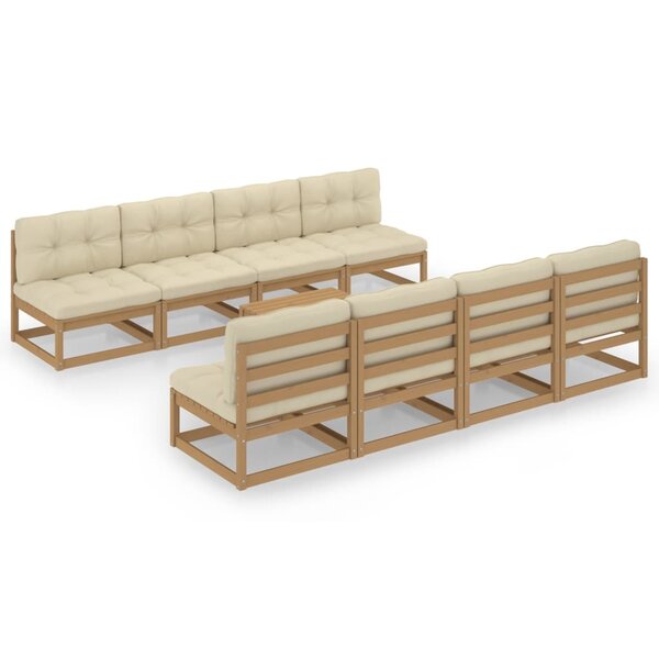 vidaXL Salon de jardin 9 Pièces avec coussins Bois de pin massif