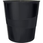 Corbeille à papier WOW  en plastique  15 litres  noir LEITZ