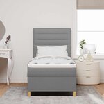 vidaXL Lit à ressorts avec matelas Gris clair 80 x 200 cm tissu