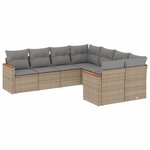 vidaXL Salon de jardin avec coussins 8 Pièces beige résine tressée