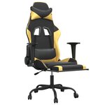 vidaXL Chaise de jeu avec repose-pied Noir et doré Similicuir