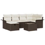 Set de Canapé de Jardin vidaXL 7 Pièces avec Coussins en Rotin Poly Marron