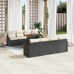 vidaXL Ensemble de canapé de jardin 9 Pièces Noir Poly rotin