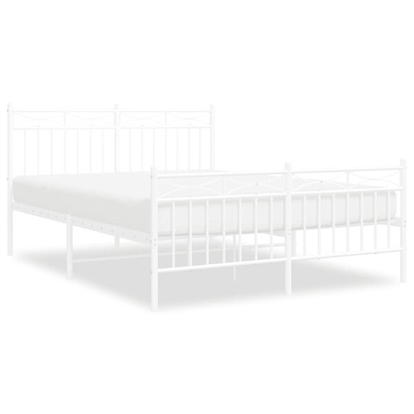 vidaXL Cadre de lit métal sans matelas et pied de lit blanc 135x190 cm