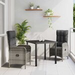 vidaXL Ensemble de salle à manger pour jardin 3 Pièces Gris Poly rotin