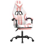 vidaXL Chaise de jeu avec repose-pied Blanc et rose Similicuir