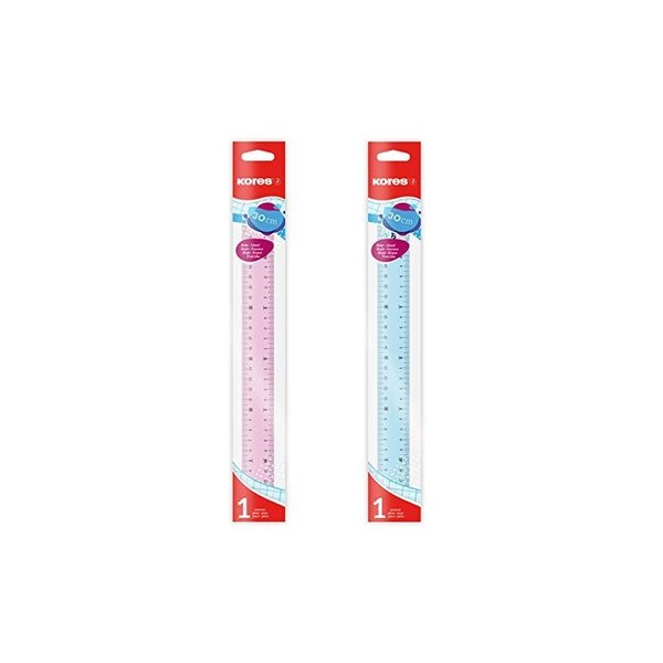 Kores Règle plate   300 mm  transparent  assorti